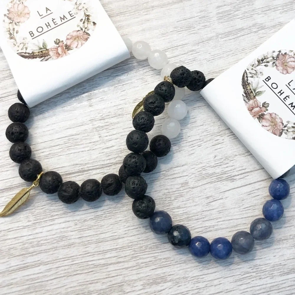 NWT LA BOHEME mixed‎ gemstone diffuser brac…